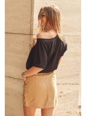 Camel denim skirt with a belt 6727 - Online store - Boutique